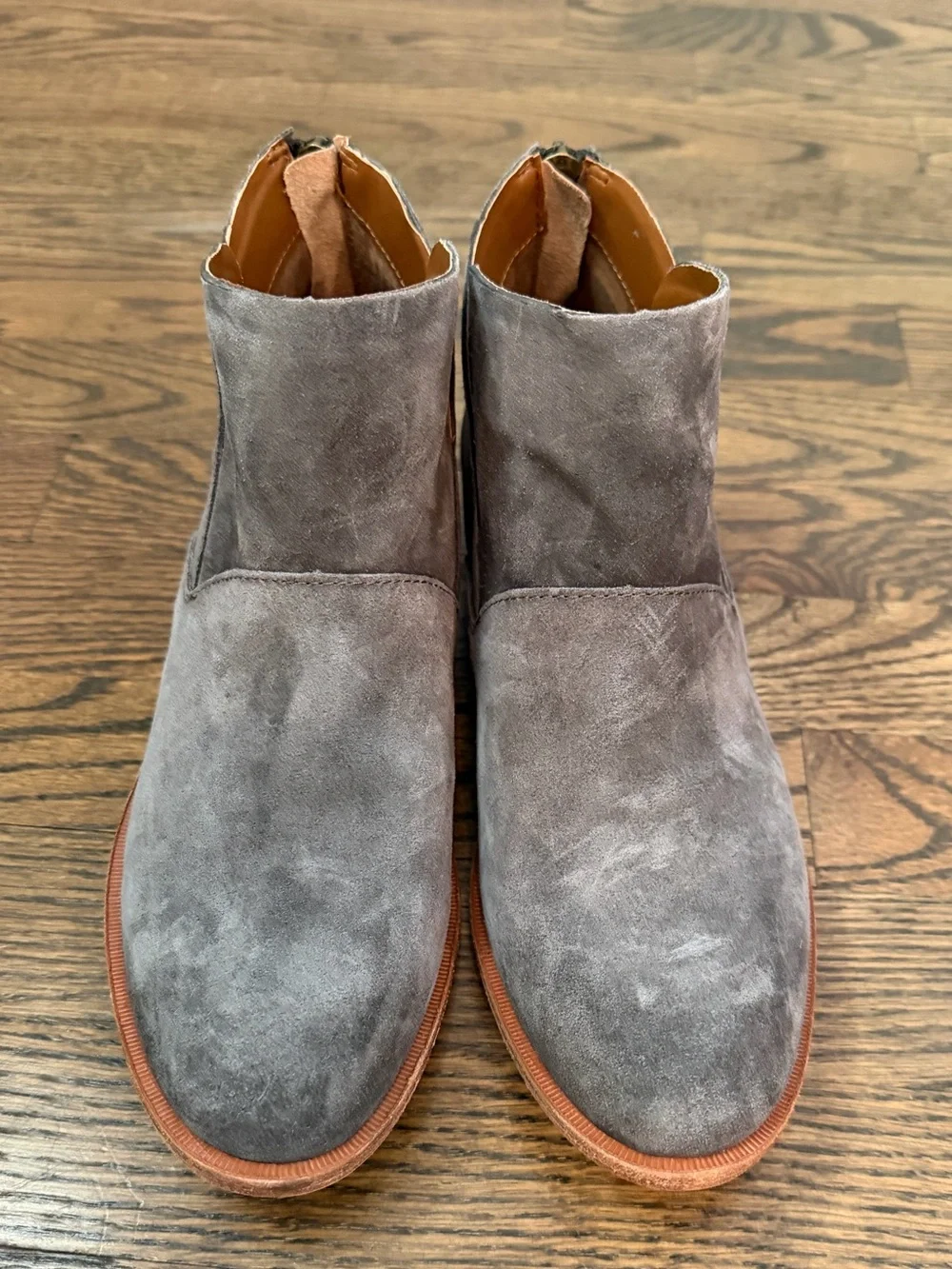 KORK-EASE Woman’s Ryder Ankle Boots Gray Suede Back Zip Booties Size 8.5 M